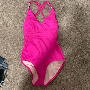 Pink one piece bathing suit